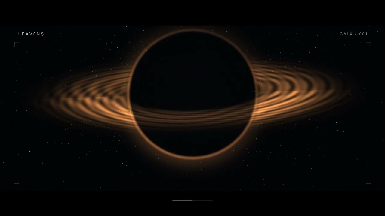 A dark celestial body surrounded by a luminous orbital ring, from GALX EMERGES.
